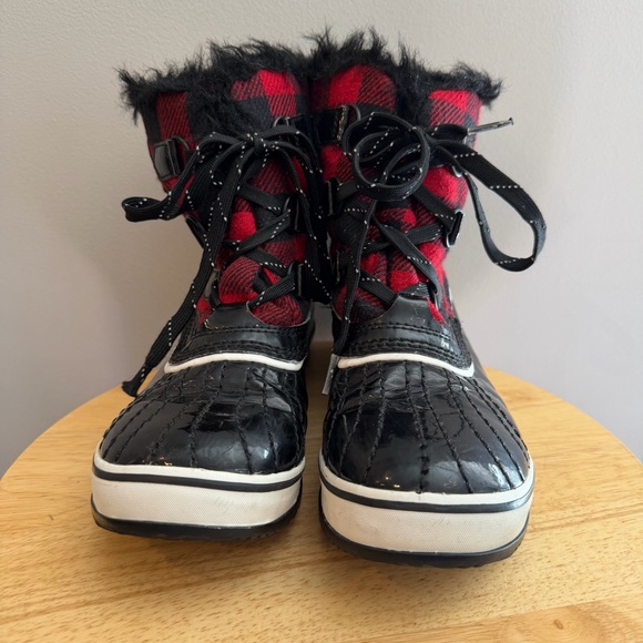 SOREL Black & Red Plaid Ankle Winter Snow Boots Women’s 7.5 Torino Waterproof - Picture 3 of 13